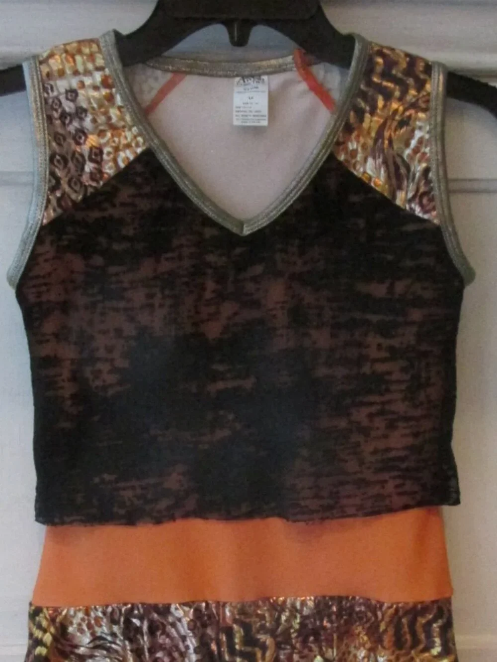 AWISH COME TRUE GIRL'S SIZE L LEOTARD V1906 ORANGE FALL AUTUMN DANCE COSTUME ACT